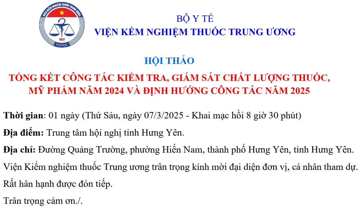 THÔNG BÁO SỐ 1: HỘI NGHỊ KIỂM NGHIỆM 2025